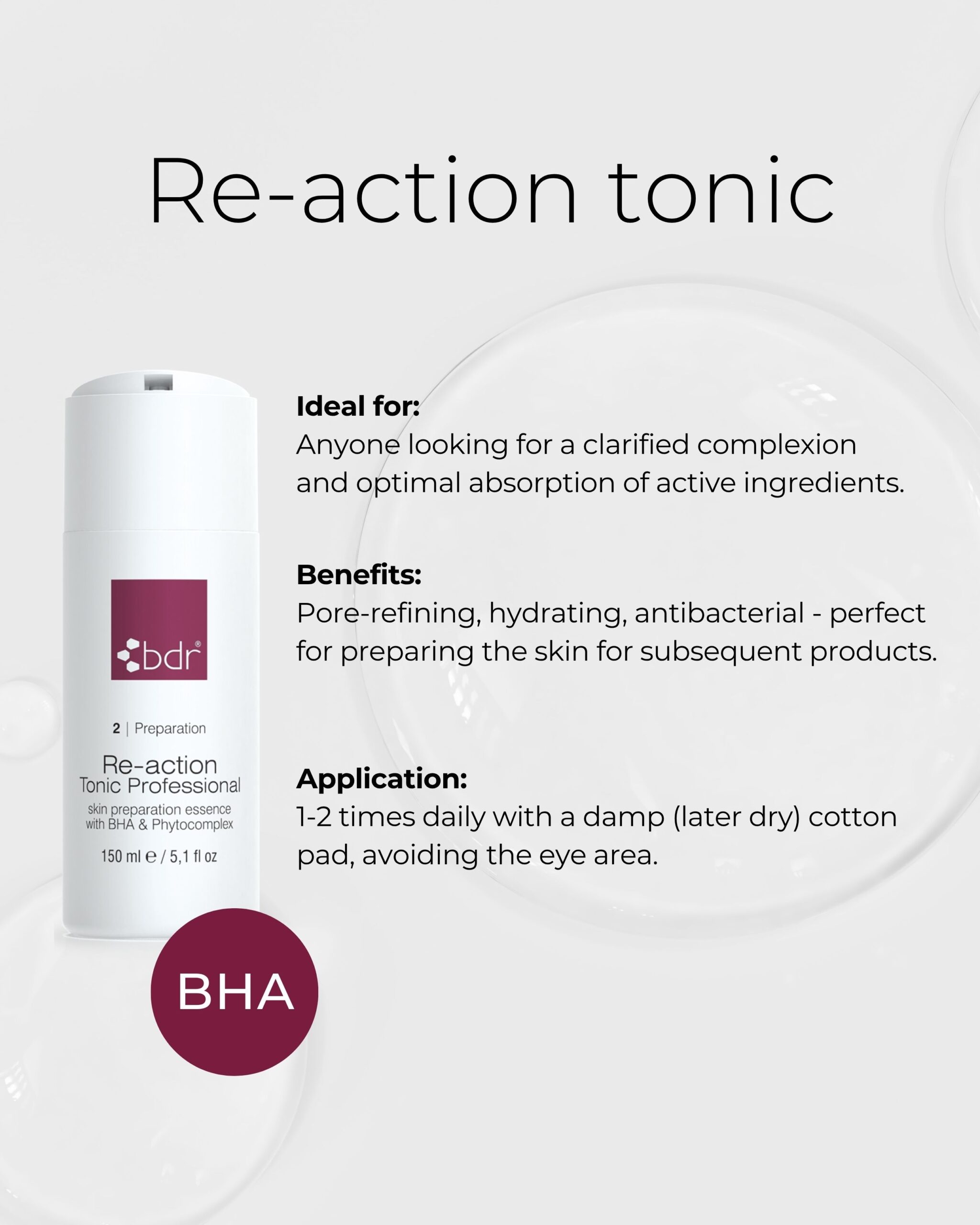 BDR Re-action Tonic - kuoriva kasvovesi 150ml - Image 2